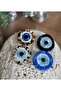 Imported Fashion Trend Luxury Pearlescent Round Eye Bone Metal Latch Evil Eye Clasp Blue - 3