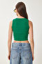 Women's Green Halter Neck Crop Knitted Blouse DZ00030 - 6