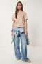 Women's Biscuit Heart Embroidered Cotton Knitted T-Shirt Mp00032 - 4