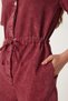 Women's Burgundy Polo Neck Washed Summer Gabardine Jumpsuit Rg00053 - 6