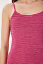 Women's Dark Pink Striped Summer Midi Knitted Dress Wo00047 - 4