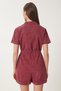 Women's Burgundy Polo Neck Washed Summer Gabardine Jumpsuit Rg00053 - 7
