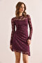 Women's Plum Lined Draped Detailed Lace Dress Elb- 19002367 - 4