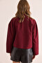 Women's Burgundy Front Accessory Hidden Placket Crop Shirt Gml- 19001314 - 6