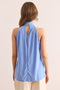 Women's Baby Blue Collar Buttoned Halter Neck Flowy Blouse Blz- 19002673 - 2