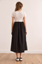 Women's White-Black Garnished Short Sleeve Midi Dress Elb- 19002366 - 7