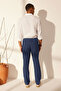 Lacivert %100 Keten Regular Fit Pantolon TMNSS24PL00018 - 9