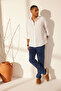 Lacivert %100 Keten Regular Fit Pantolon TMNSS24PL00018 - 12