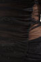 Siyah Tül Fitted/Vücuda Oturan Bağlama Detaylı Esnek  Örme Bluz TWOSS25BZ00465 - 3