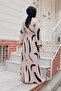 Large Brush Patterned Viscose Dress Beige - 6