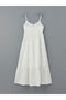 White V-Neck Floral Embroidered Rope Strap Dress - 6