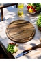 Walnut Wood 40 cm Corrugated Round Rustic Natural Wood Channel Pizza Presentation Chopping Cutting Board - 4