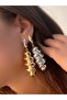 Wrapped Plate Look Long Dangle Drop Earrings Gold