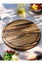 Walnut Wood 40 cm Corrugated Round Rustic Natural Wood Channel Pizza Presentation Chopping Cutting Board - 5