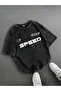 Hs Speed ​​Print Detail Unisex Oversize Short Sleeve T-Shirt