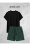 Unisex Plain Unprinted Shorts-T-Shirt Set - 2