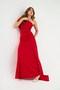 Red Flexible Fabric One Shoulder Side Train Detailed Fish Cut Evening Dress and Graduation Dress 582108 684 - 6