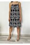 Women's Black Strappy Mini Dress / Ethnic Patterned Mini Dress - 5