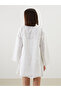 Lcw Dream White Shawl Collar Openwork Women's Dressing Gown - 4