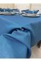 Linen Look Glitter Carefree Table Cloth Indigo Blue