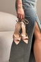 Tania Nude Matte Ankle Belt-Detail Women's Slim Heeled Shoes - 5