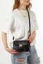 Women's Lock Detail Crossbody Hand and Shoulder Bag Black - 8