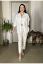 Oversize Linen Textured Shirt with Six Tassels - 7