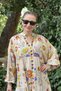 Women Off White Orange Blue Button Detail Long Sleeve Long Dress - 5