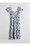 Mixed U-Neck Floral Dress - 5