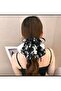 Hanging Ribbon Model Flower Leaf Figured Printed Tulle Women's Peg Buckle - 2