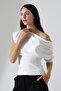 One Shoulder Pleated Blouse - 2