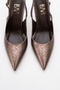 Chi̇ca Bronze Patterned Open Back Pointed Toe Women's Heeled Shoes - 2