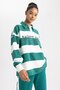 Fit Oversize Wide Fit Polo Collar Printed Sportsman Sweatshirt A9623Ax23Au - 4