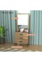 Dresser with Large Vanity Mirror and 3 Storage Drawers - Vintage Santa Fe Oak - 4