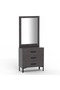 Dresser with Large Vanity Mirror and 3 Storage Drawers - Anthracite Metal Fabric