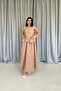 Dressify Women’S Fashion Camel Drawstring Pearl Strap Long Dress - 3
