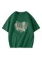 Women S Knit Graphic Slim Fit T-Shirt - Relaxed Y2K Style, Round Neck, Short Sleeve Top