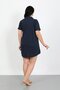 Fashion Line Large Size Combed Cotton Button Navy Blue Tunic Nightgown 1025 - 3