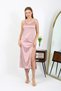 Fashion Stripe Slit Long Satin Nightgown Powder 7410 - 2
