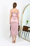 Fashion Stripe Slit Long Satin Nightgown Powder 7410 - 5