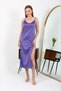 Fashion Stripe Slit Long Satin Nightgown Purple 7410 - 2