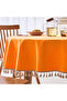 Liquid Proof Round Tablecloth with Fringe Tassel Detail