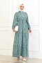 Daisy Patterned Viscose Dress - Water Green - 3
