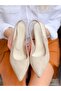 Maria Beige Calf Suede Heel Sandals Shoes - 2