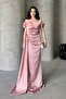 Off-Shoulder Draped Evening Dress