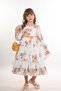 Girl's Floor-Length Dress with Flowers and Bag, Girl's Dress with Belt, Birthday Dress