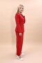Zero-Neckline Buttoned Jacket & Long Straight Tight Skirt - Red - 1064553 - 3
