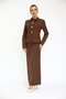 Shirt Collar Classic Jacket & Long Straight Tight Skirt-Chestnut - 2
