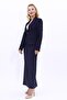 Men's Lapel Single Button Classic Jacket & Long Straight Slim Skirt-Dark Blue - 2