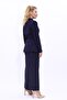 Self-Standing Collar Jacket & Long Straight Skirt - Navy Blue - 1072553 - 4
